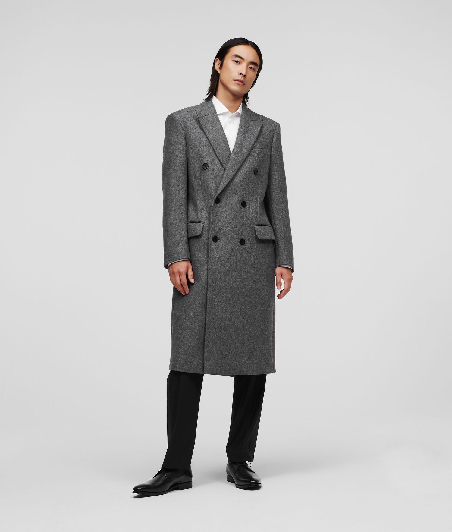 Karl Lagerfeld Coats Cheap Sale Online - Mens Double-breasted Tailored Grey