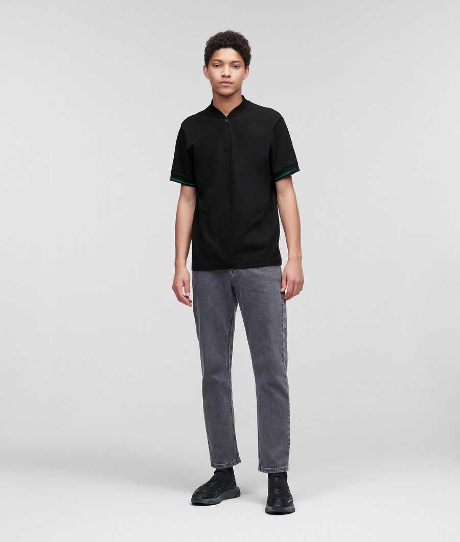 Karl Lagerfeld T-Shirts Retailers - Mens Zip Detail Black