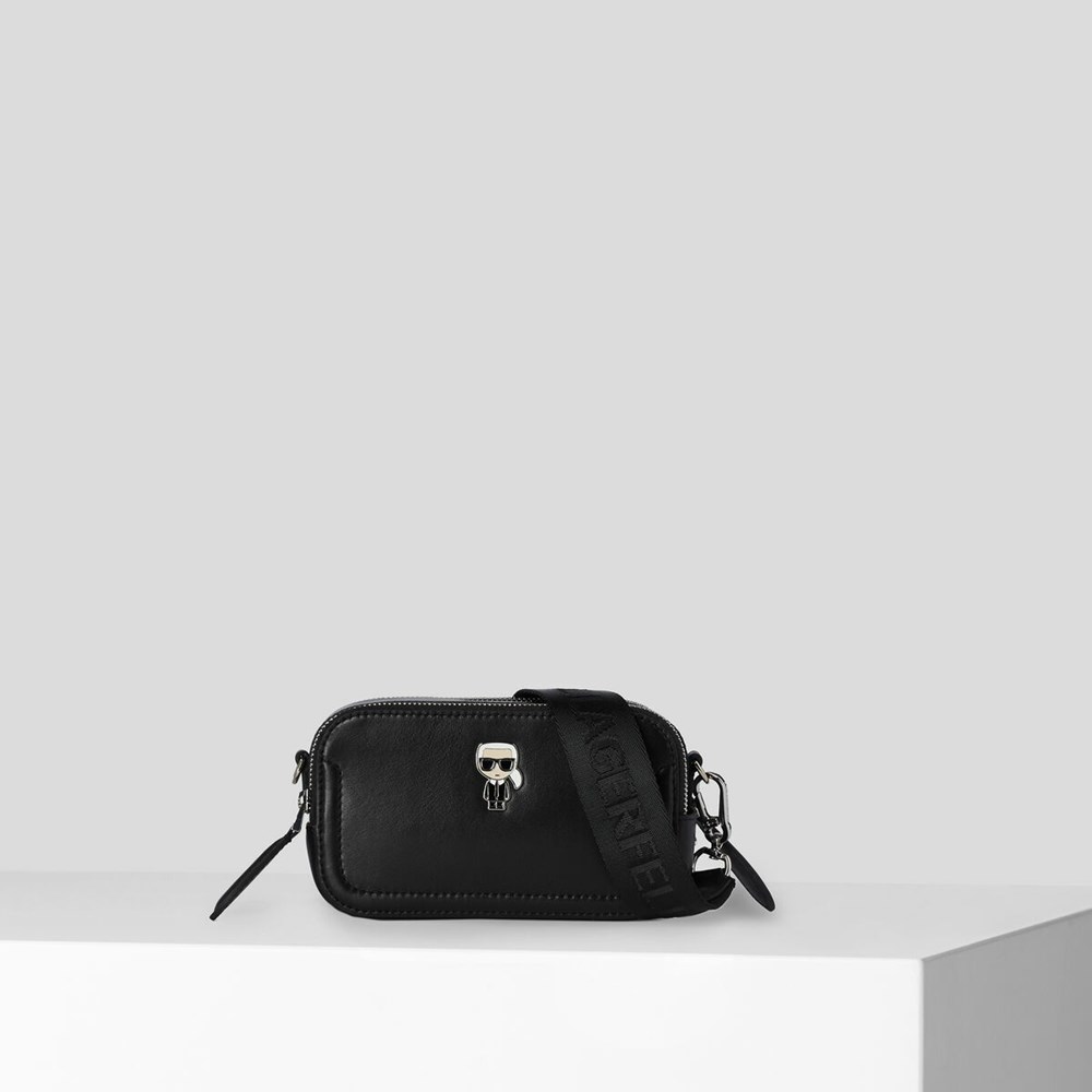 Karl Lagerfeld Camera Bag Wholesale - Womens K/Ikonik Leather Black