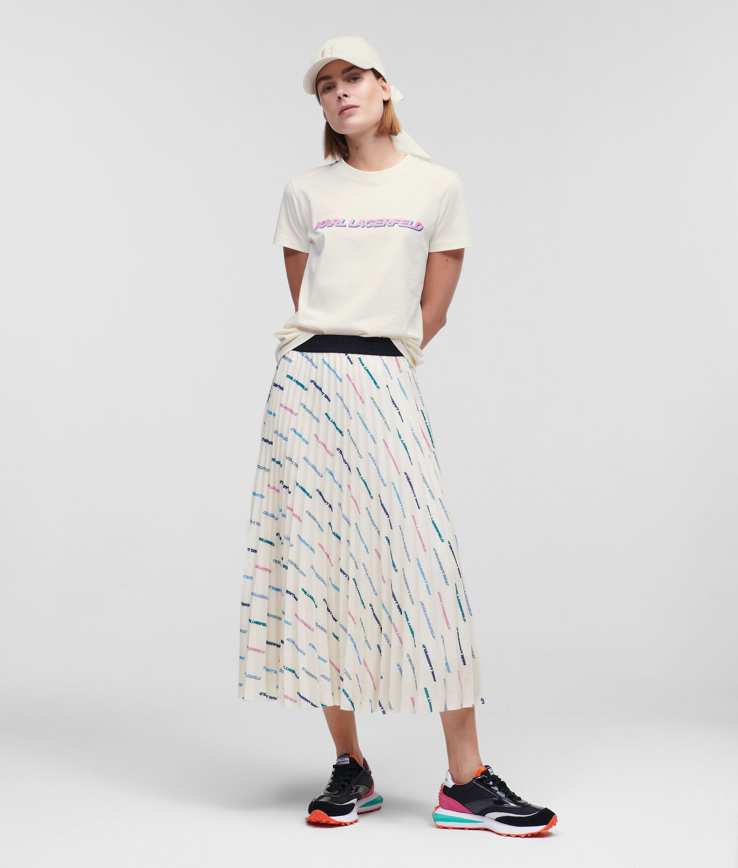 Karl Lagerfeld Skirts Dealers - Womens Karl Future Logo Pleated Multicolor